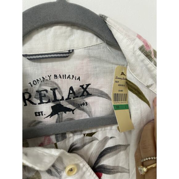 NWT Tommy Bahama Linen Long Sleeve Button Front Shirt Orchid Floral Mens Size L - Picture 4 of 10